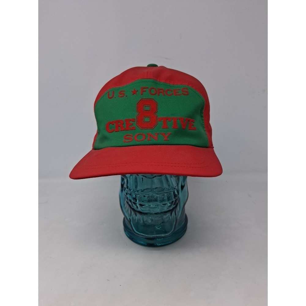 Vintage Sony US Forces Creative 8 Red Green Snapback Hat Cap Rare Tech Promo